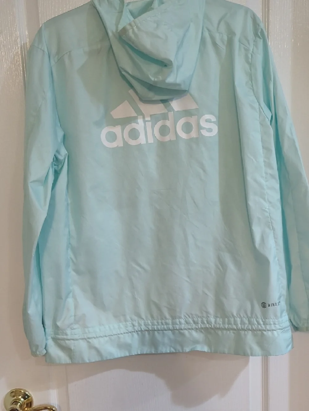adidas Kids Light Mint Hooded Rain Jacket Size L 16/18